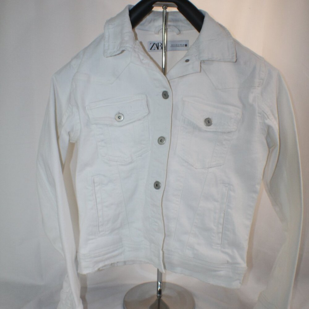 Zara Cropped Denim White Women’s Jacket Medium